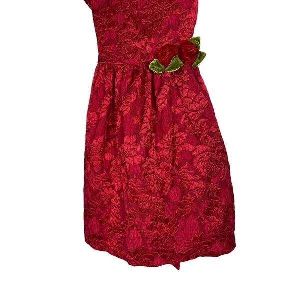 Laura Ashley London Dress Girls Size 6 Red Formal Petticoat Floral Tea Party - Picture 6 of 12